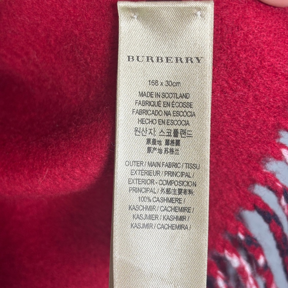 Burberry Cashmere Scarf Navy Red Giant Check Reversible Made in Scotland - Picture 4 of 5